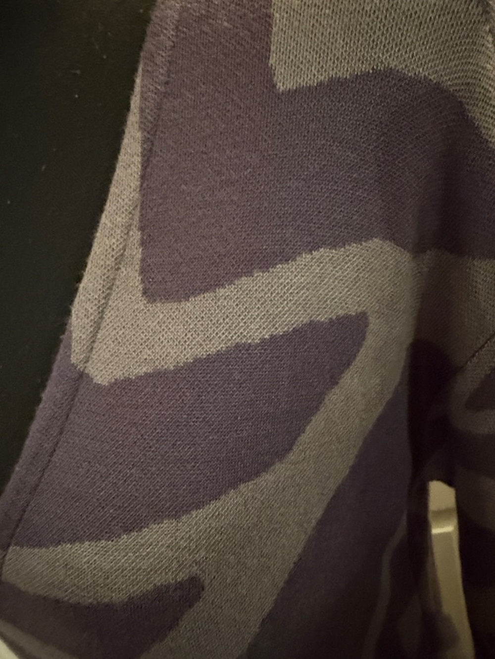Free People Long Sleeve V-Neck Maxi Dress in Gray  with Purple Pattern - Picture 4 of 9